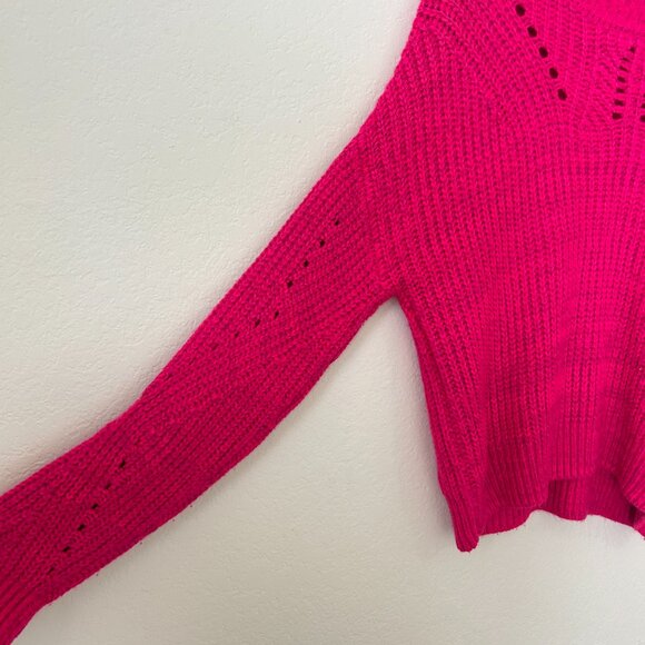 BLANKNYC Sweater Womens XS Hot Pink Mock Neck Knit Bellamy Top - Picture 3 of 8